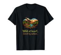 Badge Camping Mountain Wild at Heart Forest Nature T-Shirt