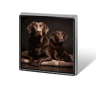 Badge carré en métal imprimé labrador retriever marron - Broche décorative pour sac, chapeau - Accessoires pour homme et femme - En aluminium, 0.7*0.7 in, Aluminium