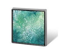 Badge carré imprimé algues vertes et bleues, badge en métal, bouton décoratif, broche, épingles à revers, sac, chapeau, accessoires pour femmes et hommes, aluminium