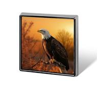 Badge carré imprimé Golden Sunset Bald Eagle en métal, bouton décoratif, broche, épingles à revers, sac, chapeau, accessoires pour femmes et hommes, aluminium