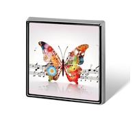 Badge carré imprimé papillon musical en métal, bouton décoratif, broche, épingles à revers, sac, chapeau, accessoires pour femmes et hommes, aluminium