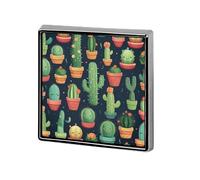 Badge carré imprimé sans couture avec illustration de cactus, bouton en métal, broche décorative, épingles à revers, sac, chapeau, accessoires pour femmes et hommes, aluminium