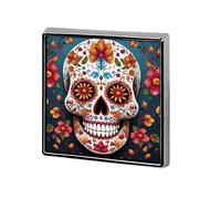 Badge carré imprimé tête de mort en sucre coloré, bouton en métal, broche décorative, épingles à revers, sac, chapeau, accessoires pour femmes et hommes, aluminium