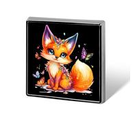 Badge carré renard mignon, broche cœur mignon, épingles, badges boutons pour sac à dos, vestes, chapeaux, décoration
