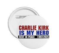 Badge Charlie Kirk Is My Hero, épingle en métal, rond, pour poitrine, chapeau, broche, décoration