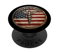 Badge Chirurgien général Patriotique américain Caducée PopSockets PopGrip Adhésif
