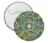 Badge circulaire labyrinthe rond en métal, broche légère pour sac à dos, épingles à boutons tendance pour chemises, vestes, châle, manteau, unisexe, 5PCS, Fer blanc, épingles rondes en métal