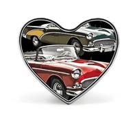 Badge classique en forme de cœur de voiture Roadsters à l'ancienne, joli porte-badge d'identification pour woker, broche en métal en forme de cœur pour homme et femme, cadeau de médecin, sacs à dos et