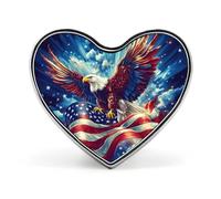 Badge commémoratif unisexe en métal représentant un cœur et le drapeau américain, avec les Flying Eagles. Broche à épingler, bouton, accessoire pour robe, manteau, sac à dos ou mariage.