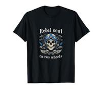 Badge crâne de Motard Vintage Rebel Soul on Two Wheels T-Shirt