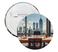 Badge d'architecture urbaine rond en métal, broche légère pour sac à dos, épingles à boutons tendance pour chemises, vestes, châle, manteau, unisexe, 5PCS, Fer blanc, épingles rondes en métal