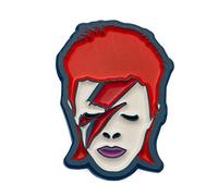 Badge David Bowie en émail Motif Aladdin Sane 3,2 cm x 2,3 cm - Produit officiel, taille unique, Émail, métal, argent, Sans pierre précieuse