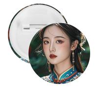 Badge de beauté classique rond en métal, broche légère pour sac à dos, épingles à boutons tendance pour chemises, vestes, châle, manteau, unisexe, 12PCS, Fer blanc, épingles rondes en métal