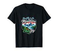 Badge de Camping « Breathe in The Mountains Exhale Joy » T-Shirt