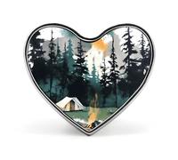 Badge de camping nature sauvage en forme de cœur, joli porte-badge d'identification pour woker, broche en métal en forme de cœur d'amour pour homme et femme, cadeau de médecin, sacs à dos et
