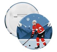 Badge de joueur de hockey sur glace rond en métal, broche légère pour sac à dos, épingles à boutons tendance pour chemises, vestes, châle, manteau unisexe, 20PCS, Fer blanc, épingles rondes en métal