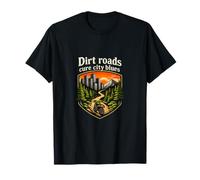 Badge de Motard Vintage Dirt Roads Cure City Blues T-Shirt