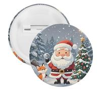 Badge de Noël magique en fer blanc personnalisé - Broche ronde - Grand bouton artisanal - Convient pour les enseignants, les infirmières, les médecins, le personnel, les cadeaux de fête, 5PCS