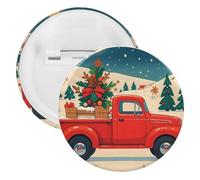 Badge de Noël rouge en métal rond - Broche légère pour sac à dos - Épingles tendance pour chemises, vestes, châles, manteaux - Unisexe, 20PCS, Fer blanc, épingles rondes en métal