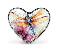 Badge de peinture aquarelle libellule en forme de cœur, joli porte-badge d'identification pour woker, broche en métal, épinglettes en forme de cœur d'amour pour homme et femme, cadeau de médecin, sacs