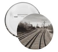 Badge de piste de train rond en métal, broche légère pour sac à dos, épingles à boutons tendance pour chemises, vestes, châle, manteau, unisexe, 5PCS, Fer blanc, épingles rondes en métal