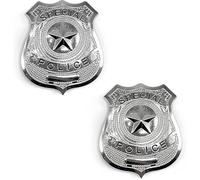 Badge de police 2 pièces, badge de police en métal, accessoires de police, accessoires de jeu de rôle, badge de grade pour Halloween, carnaval, fête costumée