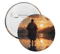 Badge de réflexion guerrier rond en métal, broche légère pour sac à dos, épingles à boutons tendance pour chemises, vestes, châle, manteau, unisexe, 5PCS, Fer blanc, épingles rondes en métal