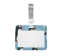 Badge de travail mignon en forme de pingouin, coque de protection coulissante horizontale avec fenêtre transparente