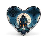Badge d'Halloween en forme de cœur d'arbre hanté, sorcière, porte-badge d'identification mignon pour woker, broche en métal, épinglettes en forme de cœur d'amour pour homme et femme, cadeau de médecin