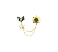 Badge doré et noir avec étoile et chaîne à pampilles suspendues, épinglette, accessoires pour homme, Standard, Émail, Sans pierre précieuse