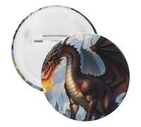 Badge dragon cracheur de feu en métal, broche ronde légère pour sac à dos, épingles à boutons tendance pour chemises, vestes, châle, manteau, unisexe, 20PCS, Fer blanc, épingles rondes en métal