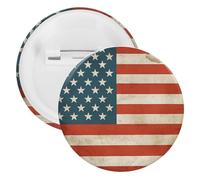 Badge drapeau américain rond en métal, broche légère pour sac à dos, épingles à boutons tendance pour chemises, vestes, châle, manteau, unisexe, 12PCS, Fer blanc, épingles rondes en métal