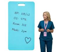 Badge effaçable - Note adhésive réutilisable en silicone - Stylo à bille et à l'alcool - Bloc-notes léger pour cartes d'identité - Bloc-notes à rapport rapide pour infirmières, médecins (bleu)