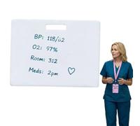 Badge effaçable - Note adhésive réutilisable en silicone - Stylo à bille et à l'alcool - Bloc-notes léger pour cartes d'identité - Bloc-notes à rapport rapide pour infirmières, médecins (blanc)