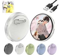 Badge électronique à affichage numérique, écran tactile HD de 4,6 cm, badge électronique personnalisé, contrôle par application Bluetooth, cadeau de concert pour les fans d'anime/star/football (blanc)