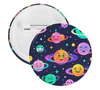 Badge émoticônes spatiales rondes en métal, broche légère pour sac à dos, épingles à boutons tendance pour chemises, vestes, châle, manteau, unisexe, 20PCS, Fer blanc, épingles rondes en métal