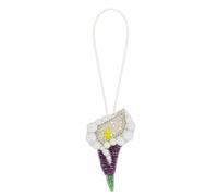 Badge en corde avec perles florales, strass et paillettes pour embellir vêtements, sac, lanière et accessoires (D)