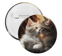 Badge en fer blanc avec inscription « Cat Kiss » - Grande broche ronde - Convient pour les enseignants, les infirmières, les médecins, le personnel, les cadeaux de fête, 20PCS, Plastique, Plastiques