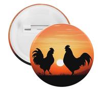 Badge en fer blanc avec motif de poules d'animaux - Grande broche ronde - Convient pour les enseignants, les infirmières, les médecins, le personnel, les cadeaux de fête, 5PCS, Plastique, Plastiques