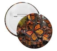 Badge en fer blanc avec papillons monarques - Grande broche ronde - Convient pour les enseignants, les infirmières, les médecins, le personnel, les cadeaux de fête, 1Pcs, Plastique, Plastiques