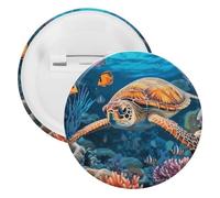 Badge en fer blanc avec poisson tropical et étoile de mer - Broche ronde personnalisée - Convient pour les enseignants, les infirmières, les médecins, le personnel, les cadeaux de fête, 1Pcs