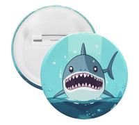 Badge en fer blanc avec requin flottant dans l'eau - Broche ronde personnalisée - Convient pour les enseignants, les infirmières, les médecins, le personnel, les cadeaux de fête, 12 Pieces, Plastique