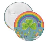 Badge en fer blanc avec trèfle en forme de cercle arc-en-ciel - Grand bouton artisanal - Convient pour les enseignants, les infirmières, les médecins, le personnel, les cadeaux de fête, 20PCS