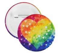 Badge en fer blanc coloré en forme de cœur arc-en-ciel - Grande broche ronde - Convient pour les enseignants, les infirmières, les médecins, le personnel, les cadeaux de fête, 20PCS, Plastique
