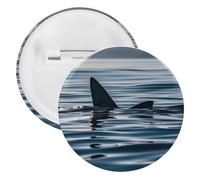 Badge en fer blanc en forme d'aileron de requin - Broche ronde personnalisée - Convient pour les enseignants, les infirmières, les médecins, le personnel, les cadeaux de fête, 1Pcs, Plastique