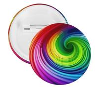 Badge en fer blanc en forme de spirale arc-en-ciel - Grande broche ronde - Convient pour les enseignants, les infirmières, les médecins, le personnel, les cadeaux de fête, 5PCS, Plastique, Plastiques