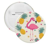 Badge en fer blanc flamant rose et ananas - Broche ronde personnalisée - Grand bouton artisanal - Convient pour les enseignants, les infirmières, les médecins, le personnel, les cadeaux de fête, 1Pcs
