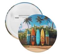 Badge en fer blanc personnalisé pour planche de surf - Grand bouton artisanal - Convient pour les enseignants, les infirmières, les médecins, le personnel, les cadeaux de fête, 1PCS, Plastique