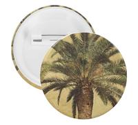 Badge en fer blanc tropical en forme de palmier - Broche ronde personnalisée - Grand bouton artisanal - Convient pour les enseignants, les infirmières, les médecins, le personnel, les cadeaux de fête