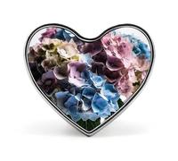 Badge en forme de cœur avec fleurs d'hortensia dans un vase, joli porte-badge d'identification pour woker, broche en métal en forme de cœur pour homme et femme, cadeau de médecin, accessoires de